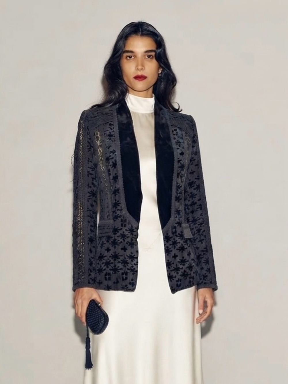 Kobi Halperin $600 Black Evening Velvet Lace Pippa Jacket Size XS Formal Elegant